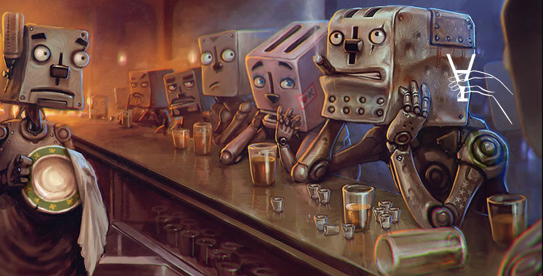  пиво, бар, робот, бармен